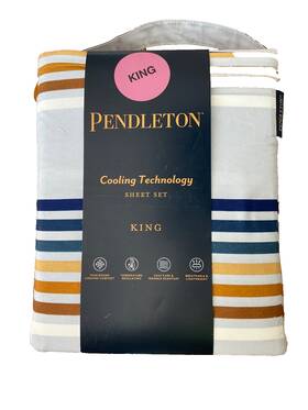 Pendleton 008889404827 Sheet Set Cooling King Westland Stripe Multicolor Nwt 4 Pc
