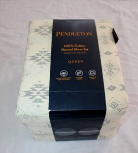 Pendleton 883893917163 Aspen Flannel Sheet Set Queen New Nip Southwest Tribal Beige