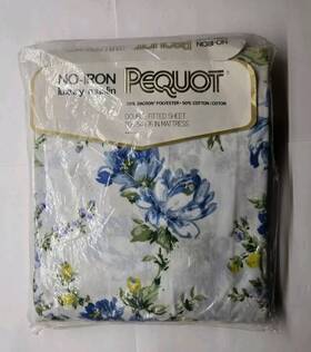 6828583 Pequot Springs No Iron Luxury Muslin Double Fitted Sheet For 54 Inch X76 Floral