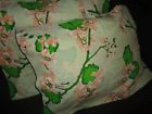 Pequot Vintage Blossoms Orange Green Ivory Pair Standard Pillowcases
