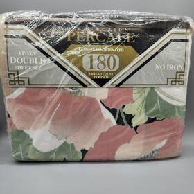Perfection 091992102018 Percale Double Full 4pc Sheet Set 180 Thread Count No Iron Floral Vtg