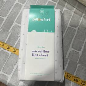 Pillowfort 191908363745 Micro White Gray /dot Microfiber Flat Sheet Twin