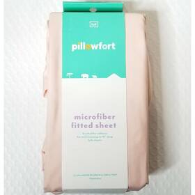 Pillowfort 191908363998 Full Microfiber Fitted Sheet Light Pink Brushed Softness