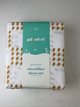 Pillowfort 197543833476 Nip Microfiber Twin Sheet Set Lightning Bolt 3-piece