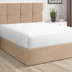Pizuna 826763139647 Pure 100% Cotton Fitted Sheet Queen White Luxurious 400 Thread Count Long St