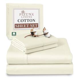 Pizuna 840135630624 Pure 100% Cotton Sheets Rv Queen Size Luxurious 400 Thread Count Long