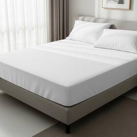 Pizuna 840135638422 Pure 100% Cotton King Fitted Sheet Only 600 Thread 01 White