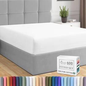 Pizuna 840135638446 Pure 100% Cotton Full Fitted Sheet Only 600 Thread Count Long Staple Pizuna 840135638446 Pure 100% Cotton Full Fitted Sheet Only 600 Thread Count Long Staple