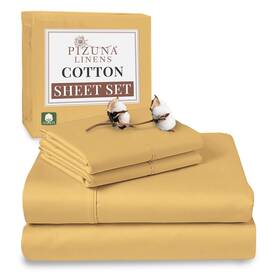 Pizuna 840135640203 Pure 100% Cotton Sheets Full Size Luxurious 400 Thread Count Long Stap
