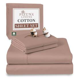 Pizuna 840135659991 Pure 100% Cotton Sheets Full Size Luxurious 400 Thread Count Long Staple Cot