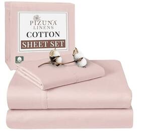 Pizuna 840135678206 Light Pink Pure 100% Cotton Sheets Twin Size Luxurious 400 Thread Count Pizuna 840135678206 Light Pink Pure 100% Cotton Sheets Twin Size Luxurious 400 Thread Count