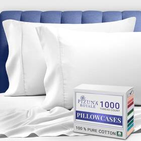Pizuna 880903445319 Pure 100% Luxury Cotton King Size Pillow Case White 1000 Thread Count Pizuna 880903445319 Pure 100% Luxury Cotton King Size Pillow Case White 1000 Thread Count