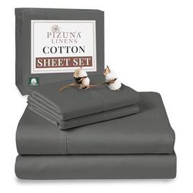 Pizuna 905526001345 Pure 100% Cotton Sheets Rv Queen Size Luxurious 400 Thread Count Long