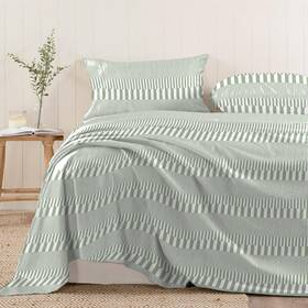 Pizuna 905526100253 Pure 100% Cotton Flat Sheets Only Full Green Cascade Stripe 1 Pc Luxur