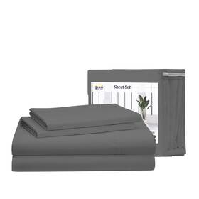 Ppl-ss-1-010 Plain Printed Linen Twin Xl Sheet Set 4 Pc Breathable And Cooling Sheets Polycotton Bed Sh