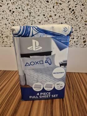 Tr19-0247-ps4 Playstation Size Full Sheet Set 4 Piece Microfiber Gaming Bedding