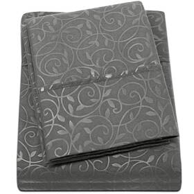 90gsm Plazatex 616906661827 Vine Print Microfiber Soft Wrinkle Free Sheet Set-queen 60x80 Inch Gray