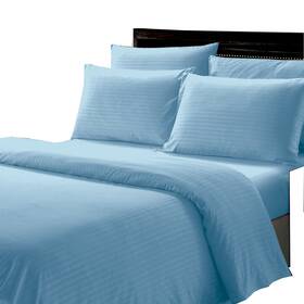 Plazatex 804028114165 Plaz Luxurious Polyester Dobby Stripe All Season Bed Sheet Set Queen Blue