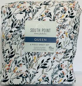 Point-home 840125940238 South - Queen Sheet Set 6pc Floral Abygail Print Cotton Blend Bedding New