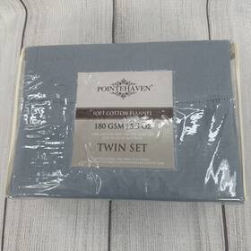 Pointehaven 641361520723 Sheet Set Twin Dusty Blue 100% Cotton Brushed Flannel Soft Solid Pointehaven 641361520723 Sheet Set Twin Dusty Blue 100% Cotton Brushed Flannel Soft Solid