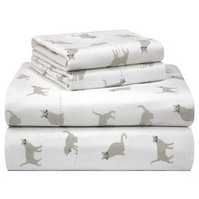 Pointehaven 810001152444 180 Gsm Velvet Feel Luxury 100% Cotton Printed Flannel Sheet Set King Cats Pointehaven 810001152444 180 Gsm Velvet Feel Luxury 100% Cotton Printed Flannel Sheet Set King Cats