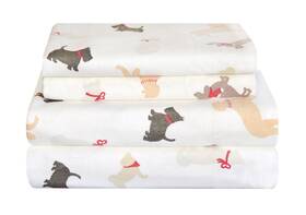 Pointehaven 812194023402 Flannel 170 Gsm Sheet Set Twin Winter Dogs