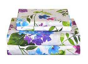 Pointehaven 812194023617 Bedding 4 Pieces Queen 100% Cotton Percale Sheets- Printed Bed Sheet And Pillow