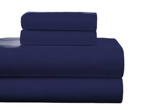 Pointehaven 812194029121 Flannel Deep Pocket Set With Oversized Flat Sheet Twin Navy