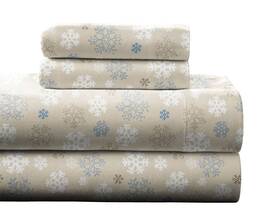 Pointehaven 875108000197 Flannel 170 Gsm Sheet Set Cal King Snow Flakes Oatmeal
