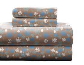 Pointehaven 875108008711 Heavy Weight Flannel Cotton Sheet Set 1 Piece Queen Snow Flakes/tan Pointehaven 875108008711 Heavy Weight Flannel Cotton Sheet Set 1 Piece Queen Snow Flakes/tan