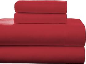 Fp175-k-red Pointehaven Flannel Deep Pocket Set With Oversized Flat King Rococco Red