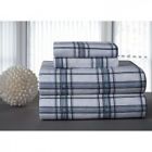 Pointehaven Heavy Weight Printed Flannel Sheet Set In Blue Plaid Size Californi 0875108008612