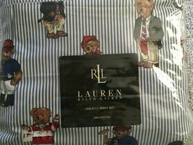 Polo Ralph Lauren 886087331837 Teddy Blue/white Striped Full/double 4 Piece Sheet Set Nip