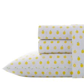 54626701 Poppy & Fritz Twin Printed Pattern Percale Cotton Sheet Set Lemon - And