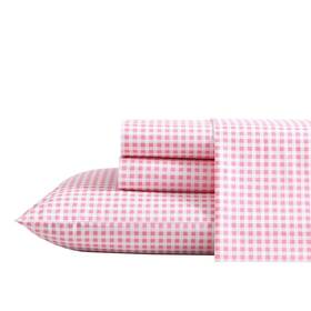 83946160 Poppy & Fritz Queen Printed Pattern Percale Cotton Sheet Set Pink Gingham -