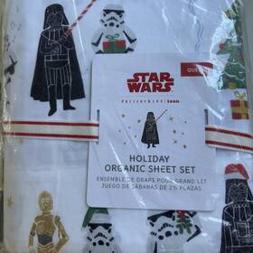 1709124 Pottery Barn Star Wars Organic Holiday Sheet Set - Queen 4 Pcs New Christmas