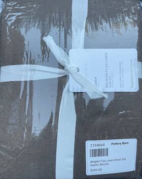 2194664 Pottery Barn Belgian Flax Linen Sheet Set - Queen Mocha New