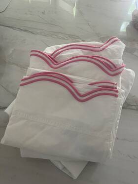 2233464 Pottery Barn Teen Love Shack Fancy Pink Embroidered Scallop Twin Xl Sheet Set
