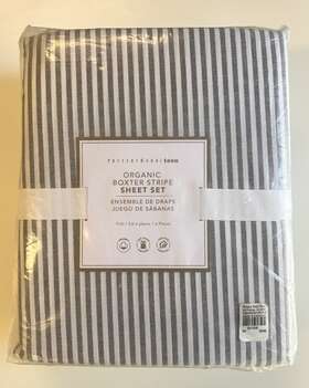 4230631 Pottery Barn 24 8898 Nwt Teen Organic Boxter Stripe Sheet Set Of 4 Full Blue White Fs