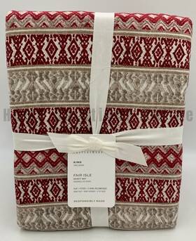 2531468 Pottery Barn Fair Isle Cotton Sheet Set Red Multi King #b1083