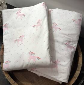 366406 Pottery Barn Kids Organic Cotton Pink Unicorn Rainbow Sheet Set Queen Excellent 366406 Pottery Barn Kids Organic Cotton Pink Unicorn Rainbow Sheet Set Queen Excellent