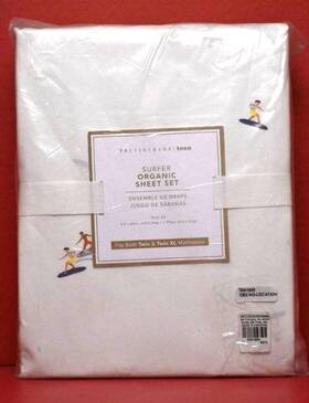 5061995 Pottery Barn Teen Surfer Organic Sheet Set Twin/twinxl Multicolor Nwt