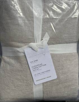 5877848 Pottery Barn European Linen Cotton Cal King Sheet Set - Oatmeal New 5877848 Pottery Barn European Linen Cotton Cal King Sheet Set - Oatmeal New