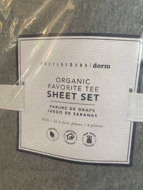 6729856 Pottery Barn Nwt Teen Organic Favorite Tee Full Sheet Set Heathered Grey Fs