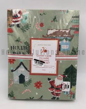 9003473 Pottery Barn Kids Candy Cane Holiday Village Organic Sheet Set Multi Twin #r67 9003473 Pottery Barn Kids Candy Cane Holiday Village Organic Sheet Set Multi Twin #r67