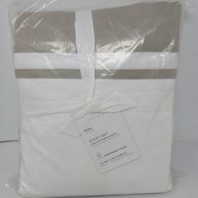 9341221 Pottery Barn Parker Organic Percale Sheet Set King Taupe