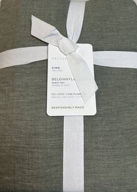 9460368 Pottery Barn Belgian Flax Linen King Sheet Set 4/ Pieces Loden Green Nwt