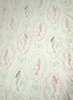 5219232 Pottery Barn Kids Bailey Mermaid Organic Sheet Set Twin 2 Piece Flat Fitted