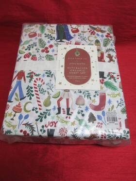 T-10b-1 Pottery Barn Kids Organic Nutcracker Full Size Sheet Set Sealed Rifle Paper