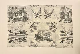 3925311 Pottery Barn Teen Harry Potter Etched Scenes Full Flat Sheet 2 Pillowcases Set